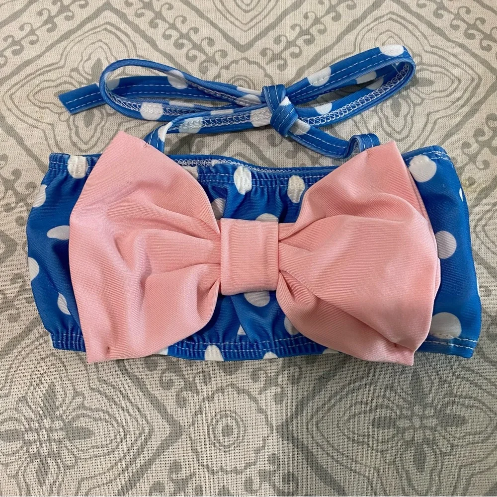 👧🏻Blue and Pink Polka Dot Baby Swimwear Set 6-12m